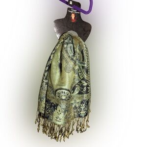 Nicole Green and Black Scarf